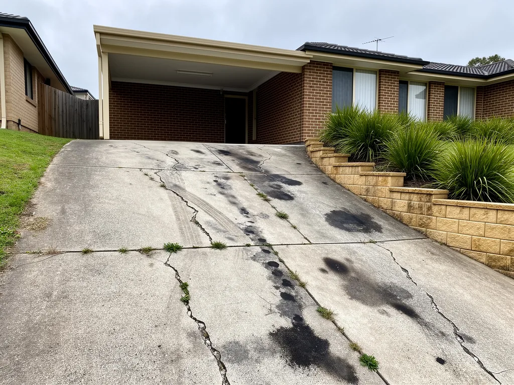 Driveway Resurfacing, starting condition of the concrete