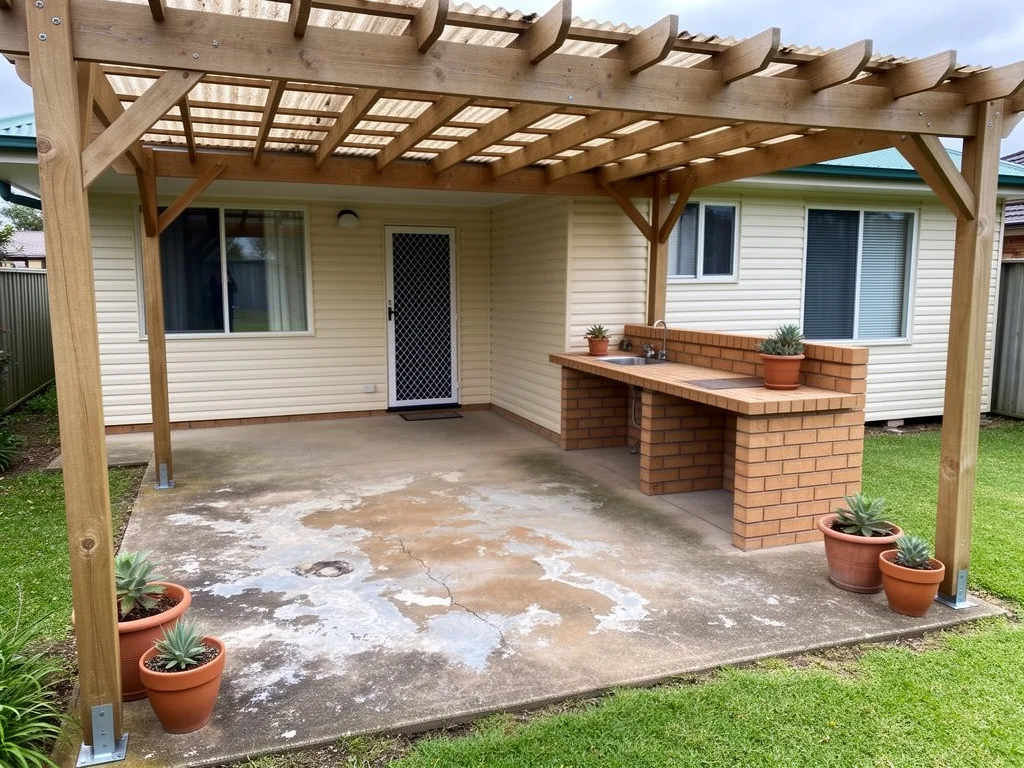 Patio Resurfacing, starting condition of the concrete